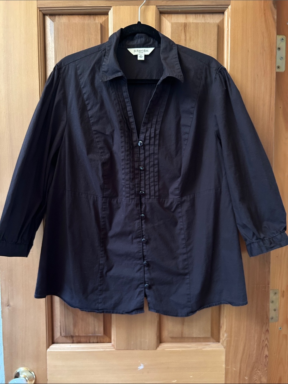 St. John's Bay Black Button-Front Woman Blouse